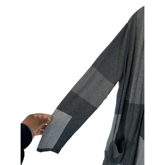 J. Jill Gray Casual Cotton Blend Open Long Duster Sweater Cardigan Size Large - Picture 6 of 10